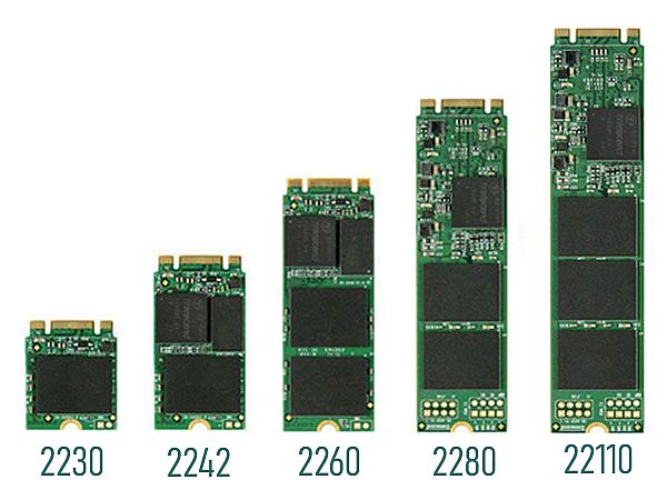 Сравнение длин SSD накопителей форм-фактора M.2
